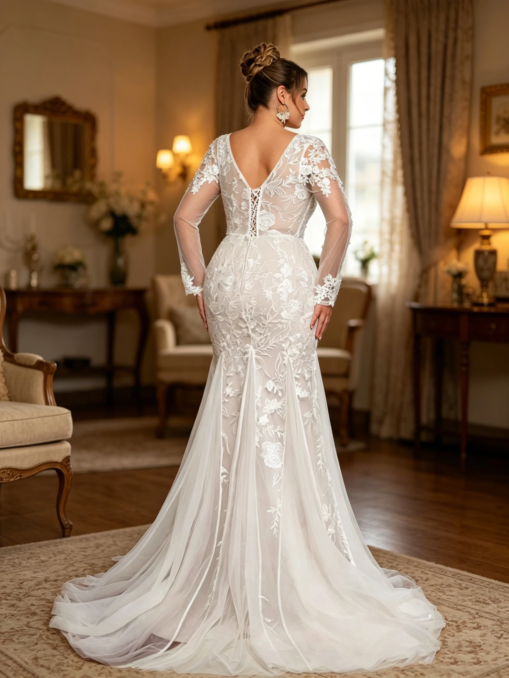 Elegant Plus Size Mermaid Wedding Dress Off The Shoulder Sweetheart Neck Long Sleeve Lace Appliques Vestido De Novia Customized