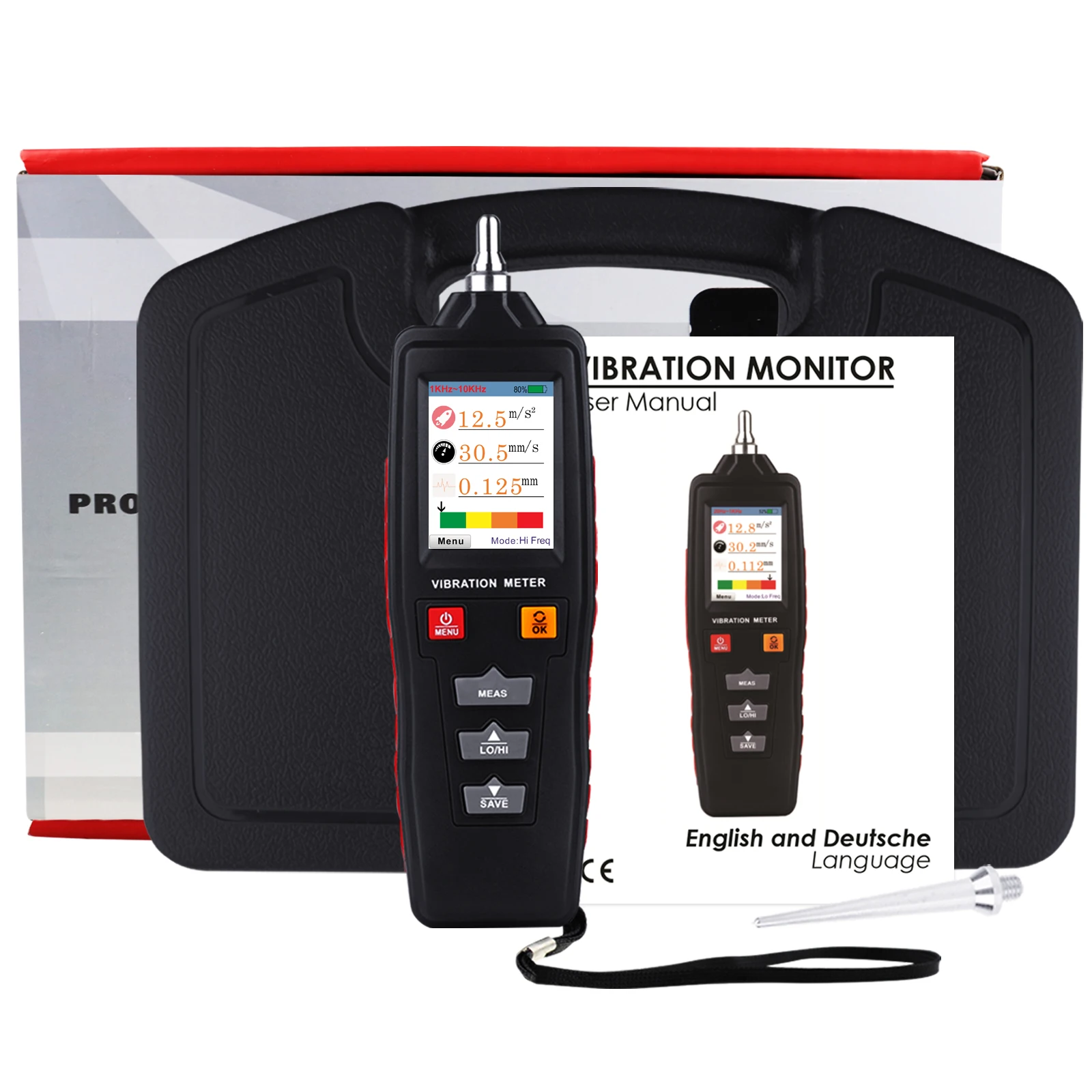 VBT-281 Vibration Analyzer Color LCD Digital Meter Rotate Acceleration Velocity Displacement High Low Frequency Tester