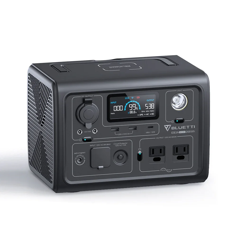 【US PLUG】BLUETTI EB3A Portable Power Station | 600W 268Wh, Solar Generator for Outdoor Camping