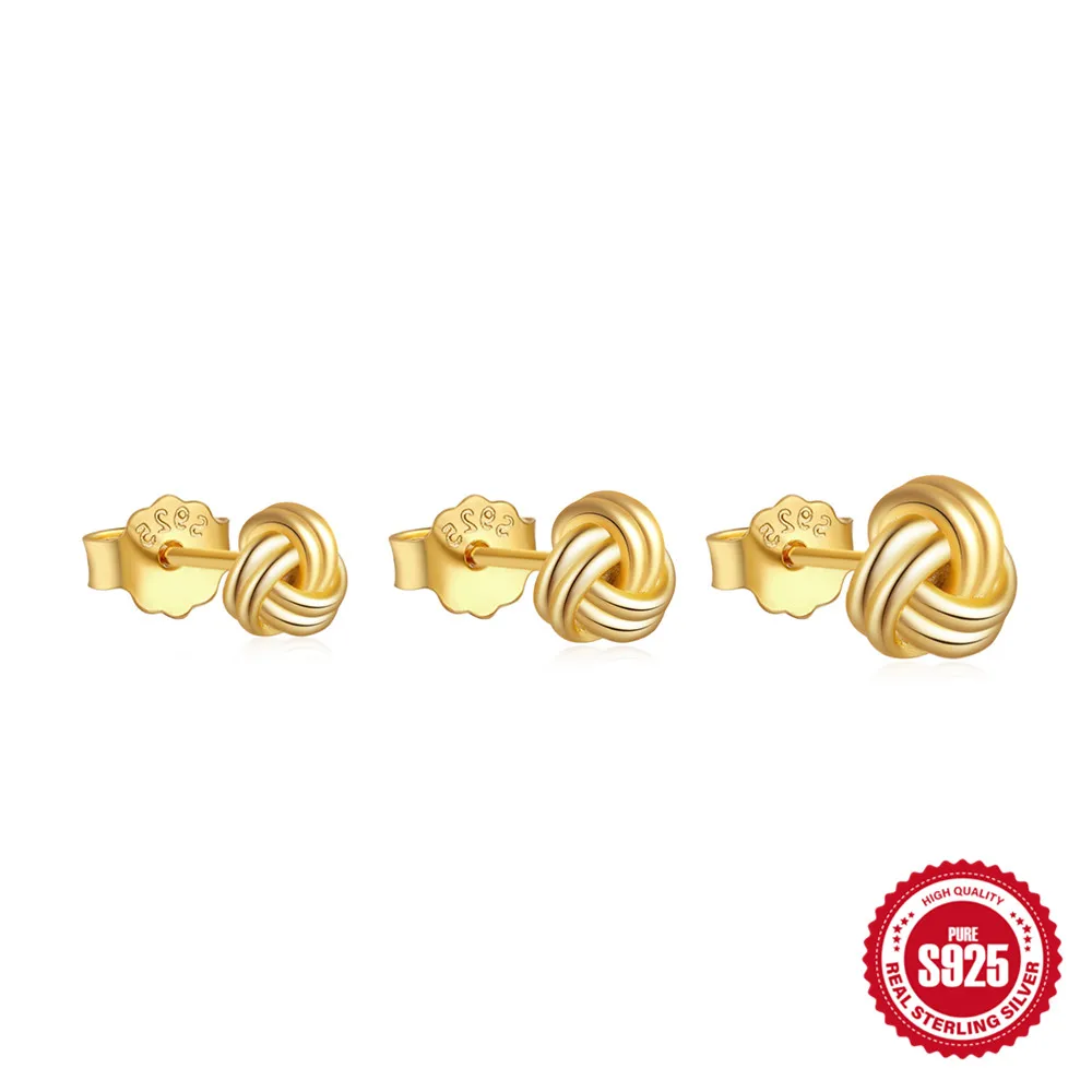 Aide 925 Sterling Silver 3 pezzi Set 3/4/5mm Forever Lover Knot Piercing orecchini per le donne gioielleria raffinata regalo di san valentino