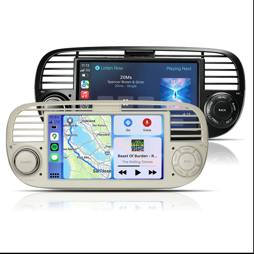 Autoradio 7 Pollici GPS Navi per FIAT 500 Abarth 2007–2015 CarPlay Schermo Diviso DSP WIFI BT Lettore Multimediale Video