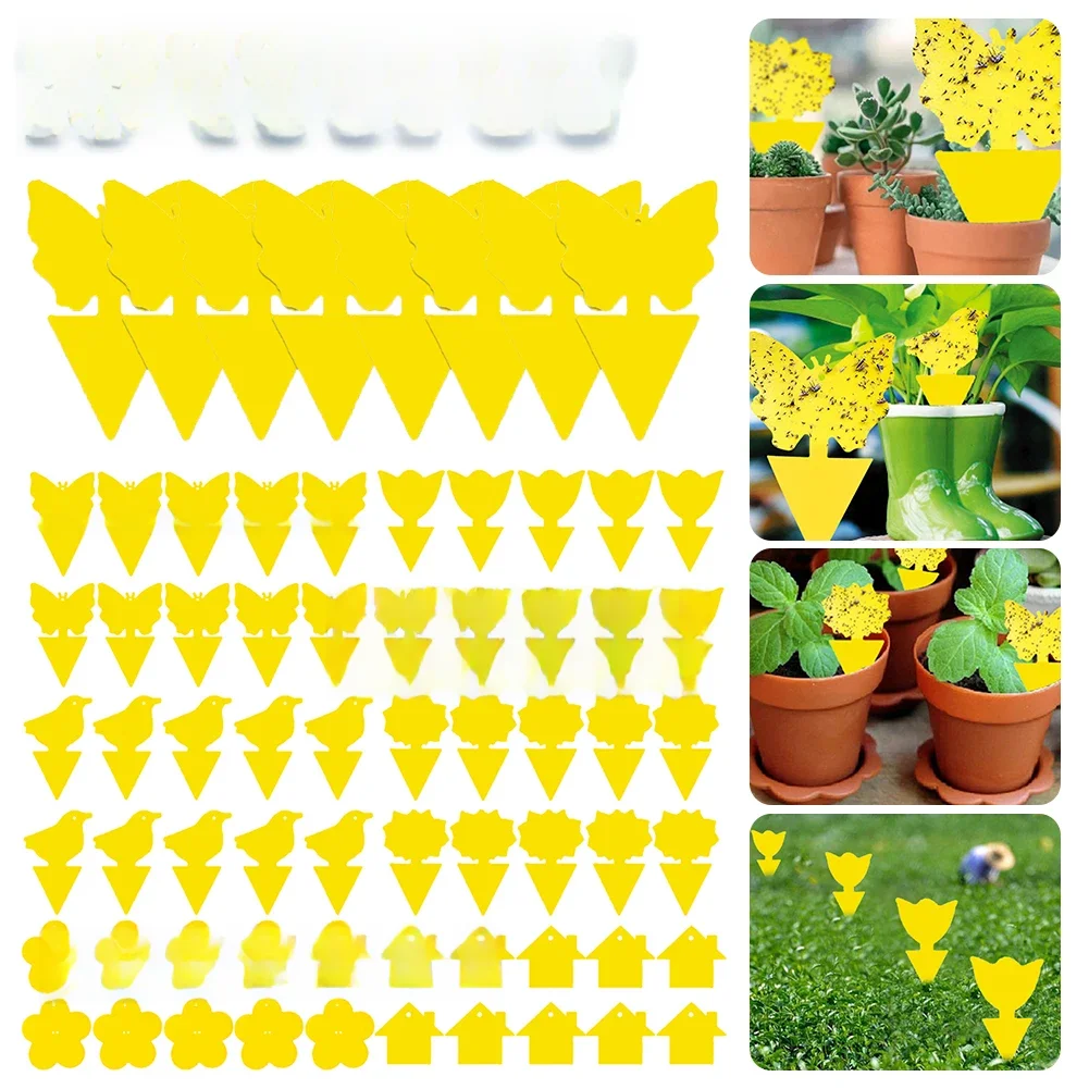 10-100 Stuks Sterke Gele Kleverige Vallen Dubbelzijdige Sticker Kleverige Vliegenvangers Insecten Ongedierte Buiten Insectenvanger Sticker - afbeelding 2