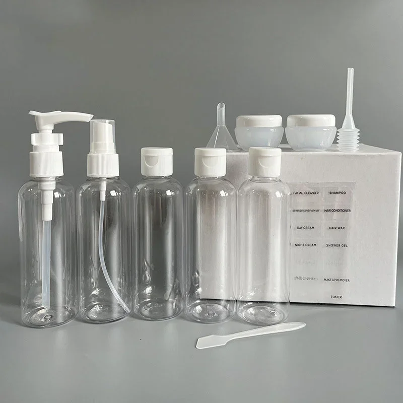 Ensemble de bouteilles rechargeables de voyage, 11 pièces, conteneur Portable pour Lotion cosmétique, Toner, Spray, shampoing, crème, ensemble de fournitures touristiques