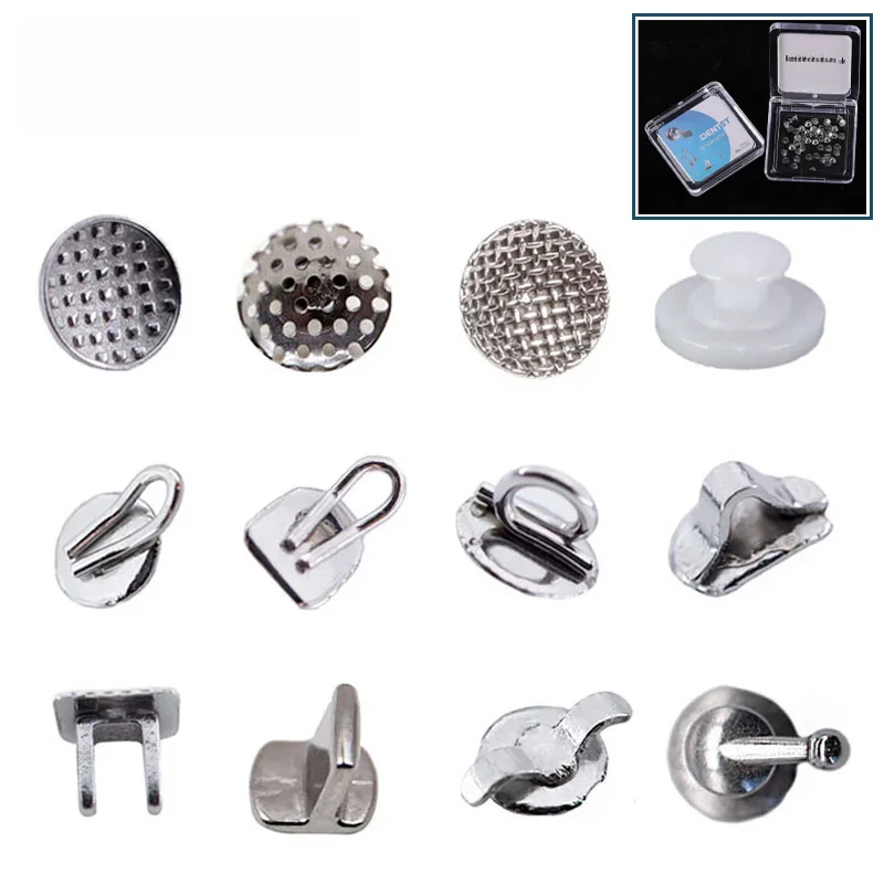 Dentst 50 sztuk ortodoncja Dental Direct Bond oczko ceramiczny przycisk językowy język Tamer Bite Opener hak trakcyjny zaciskany hak — 2