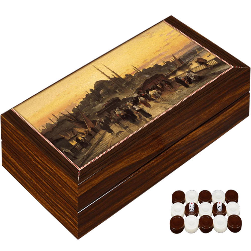 Fantastic Wooden Backgammon Galata Bridge High Grade Backgammon Chess Travel Chess Set Fine Wooden Chessboard Classic Chess Game