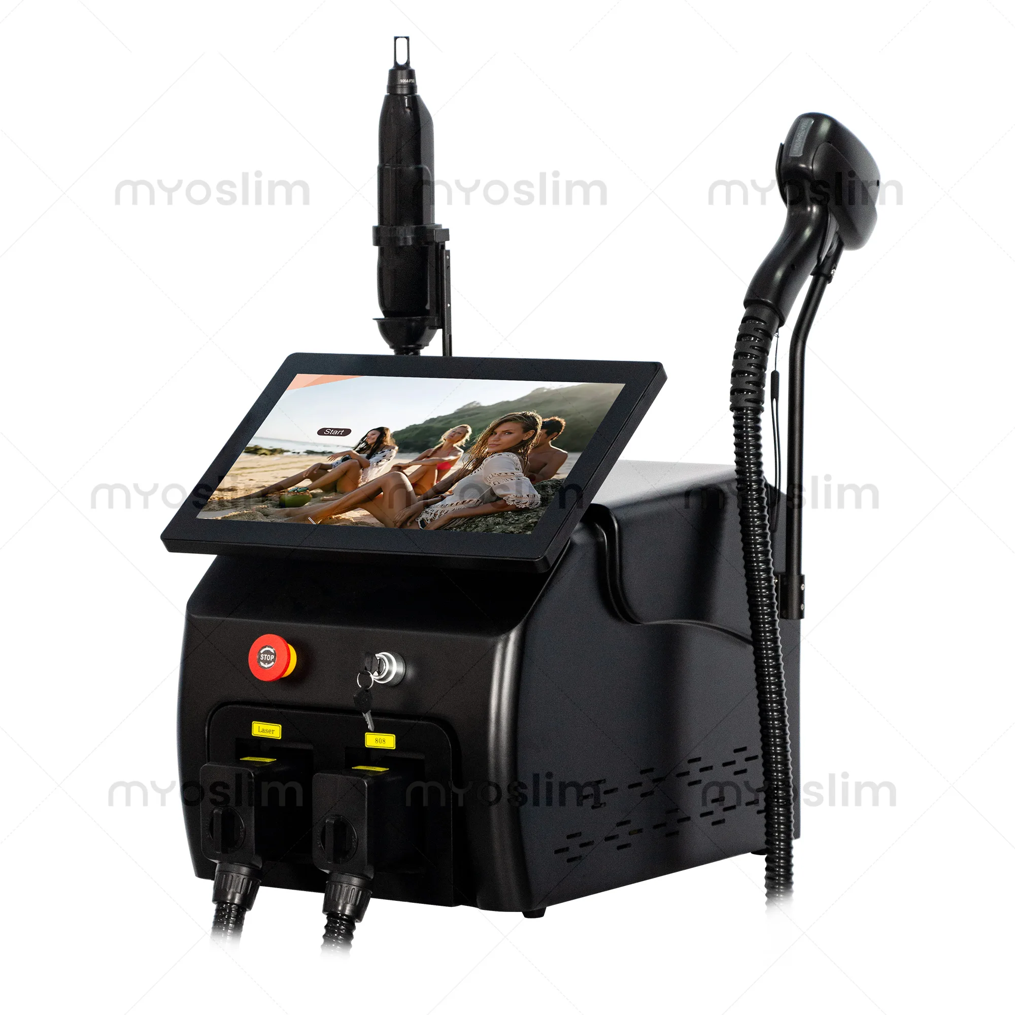 เครื่องกำจัดขนด้วยเลเซอร์ 2 in 1 โซปราโน ไทเทเนียม ไอซ์ แพลตตินัม ไดโอด 755 808 1064 นาโนเมตร 3 ความยาวคลื่น Nd:YAG กำจัดขนแบบไม่เจ็บ