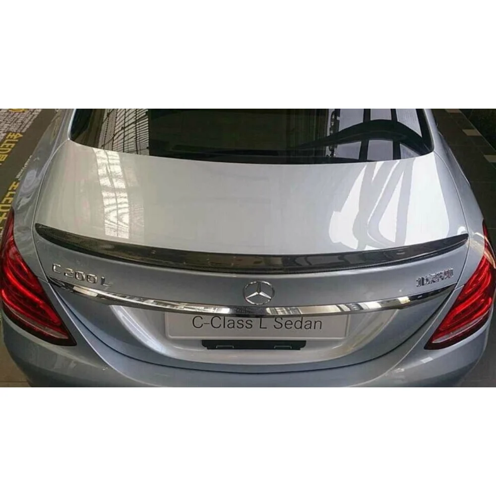 For Mercedec C W205 Glass Under Spoiler Fiber Material Rear Roof Spoiler Wing Trunk Lip Car Styling Fully Compatible Tuning