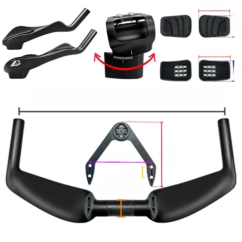 AliExpress 2025 New BALUGOE Carbon Fiber Bike Rest TT Handlebar Long Distance Racing Handlebars Bicycle Accessories Adjust Angle Matte