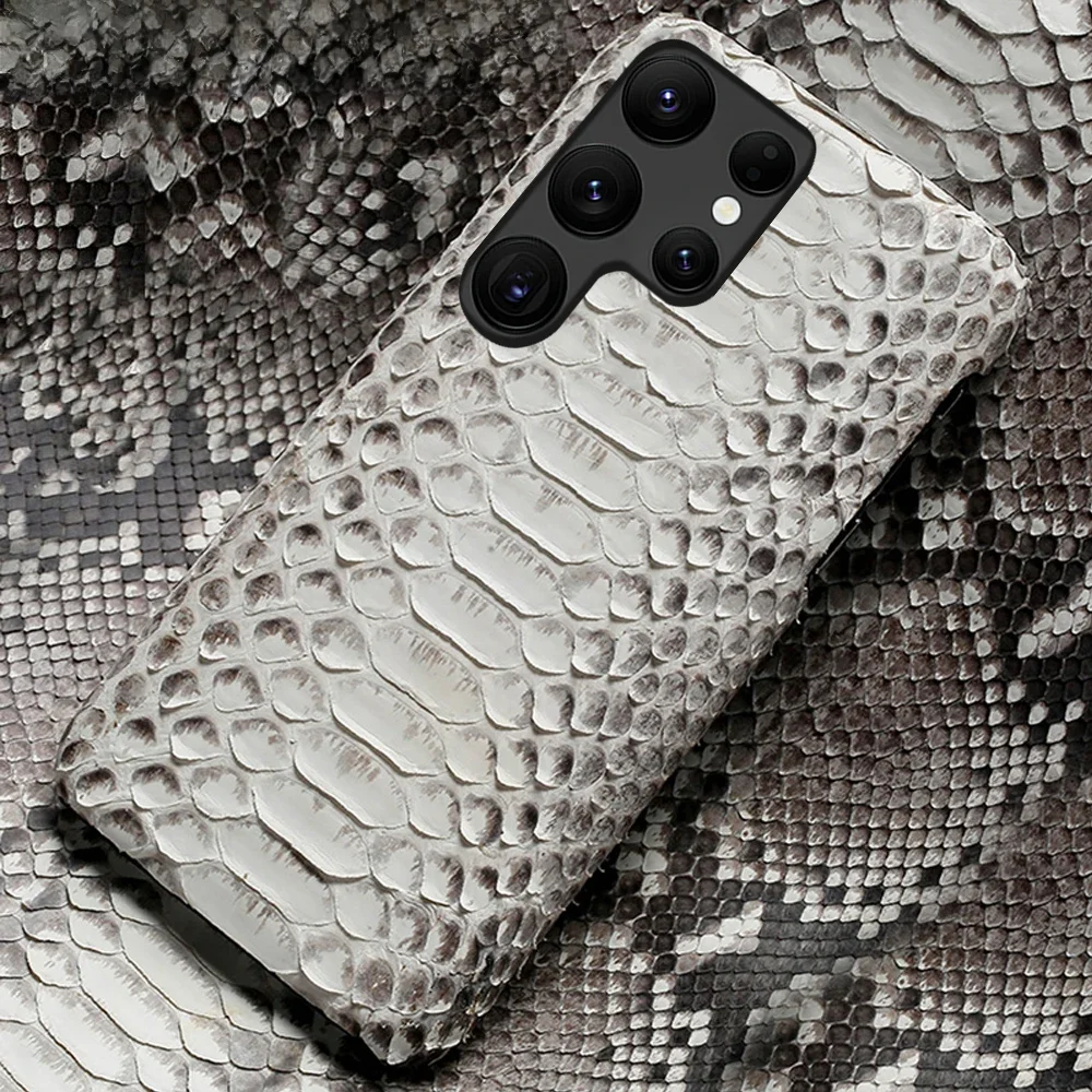 Oryginalne etui na telefon ze skóry pytona do Samsung Galaxy S26 S25 S23 S22 S21 S24 Ultra S26 Plus A55 5G, luksusowa obudowa z motywem skóry węża. — zdjęcie produktu 7