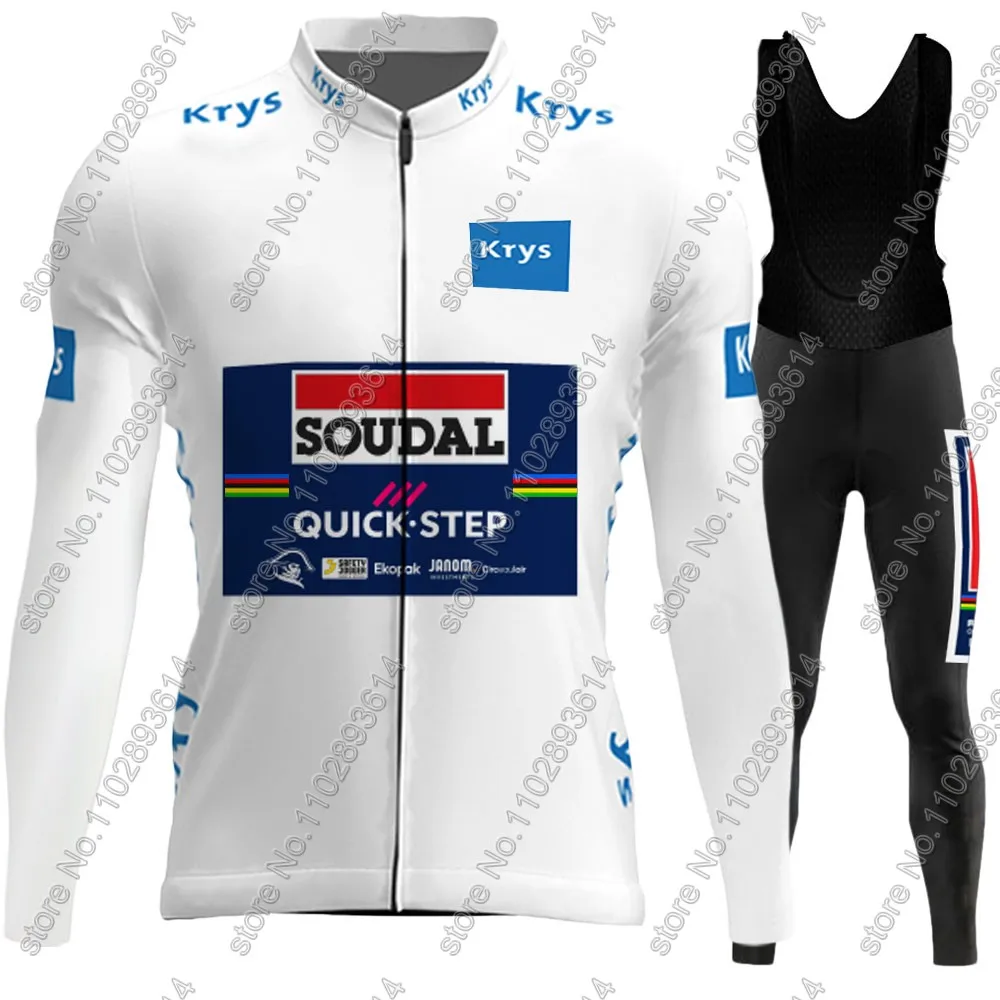 Soudal Quick step Cycling 2024 Team Jersey Set Long Sleeve Belgium France Tour winter Clothing Road Race Bike Jacket Suit MTB