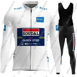 Soudal Quick step Cycling 2024 Team Jersey Set Long Sleeve Belgium France Tour winter Clothing Road Race Bike Jacket Suit MTB