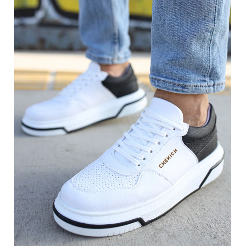 FOH Store WHITE BLACK Artificial Leather Sneakers Women Men Summer Spring Sport Unisex Lightweight Mixed Color Casual Running Daily Footwear Orthopedic Walking Breathable Futsal Air Lighted Weight 2023 Fashion 075