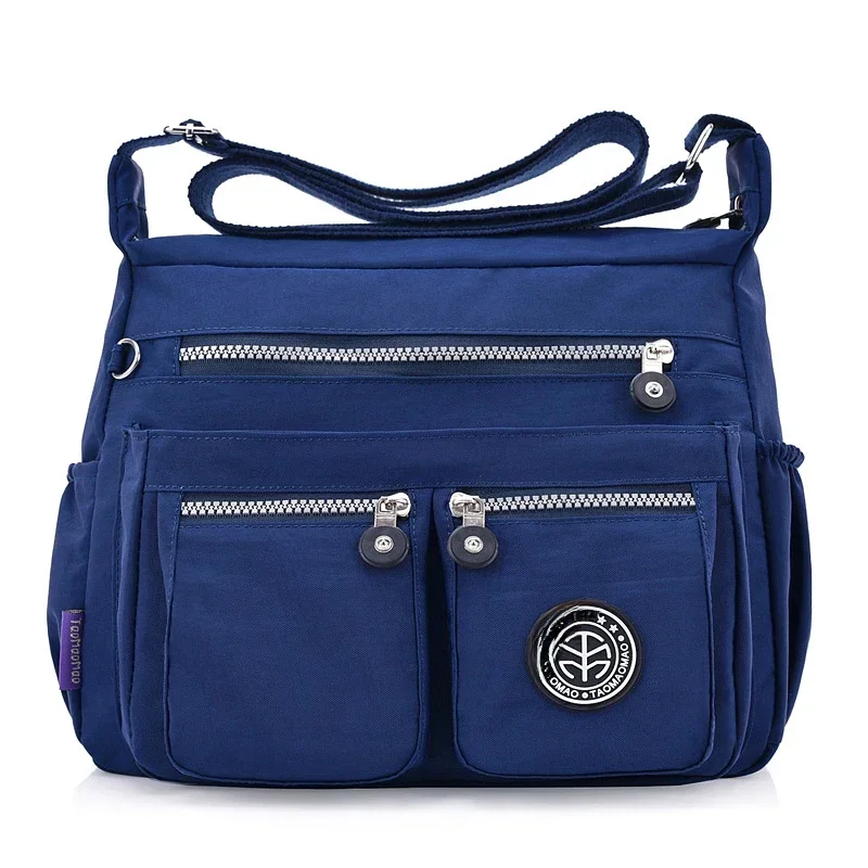 Kobiety nylonowe torby na ramię jednolity, na zamek kobiece luksusowe torebki damskie markowe markowe torby letnie torba Crossbody na plażę worek główny — zdjęcie 2