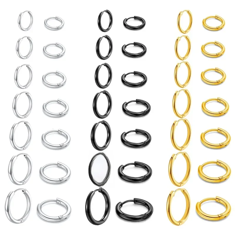 Boucles d'oreilles Huggies en acier inoxydable, 7 paires/Kit, plusieurs tailles, unisexe, Sexy, Piercing du Cartilage, bijoux, vente en gros