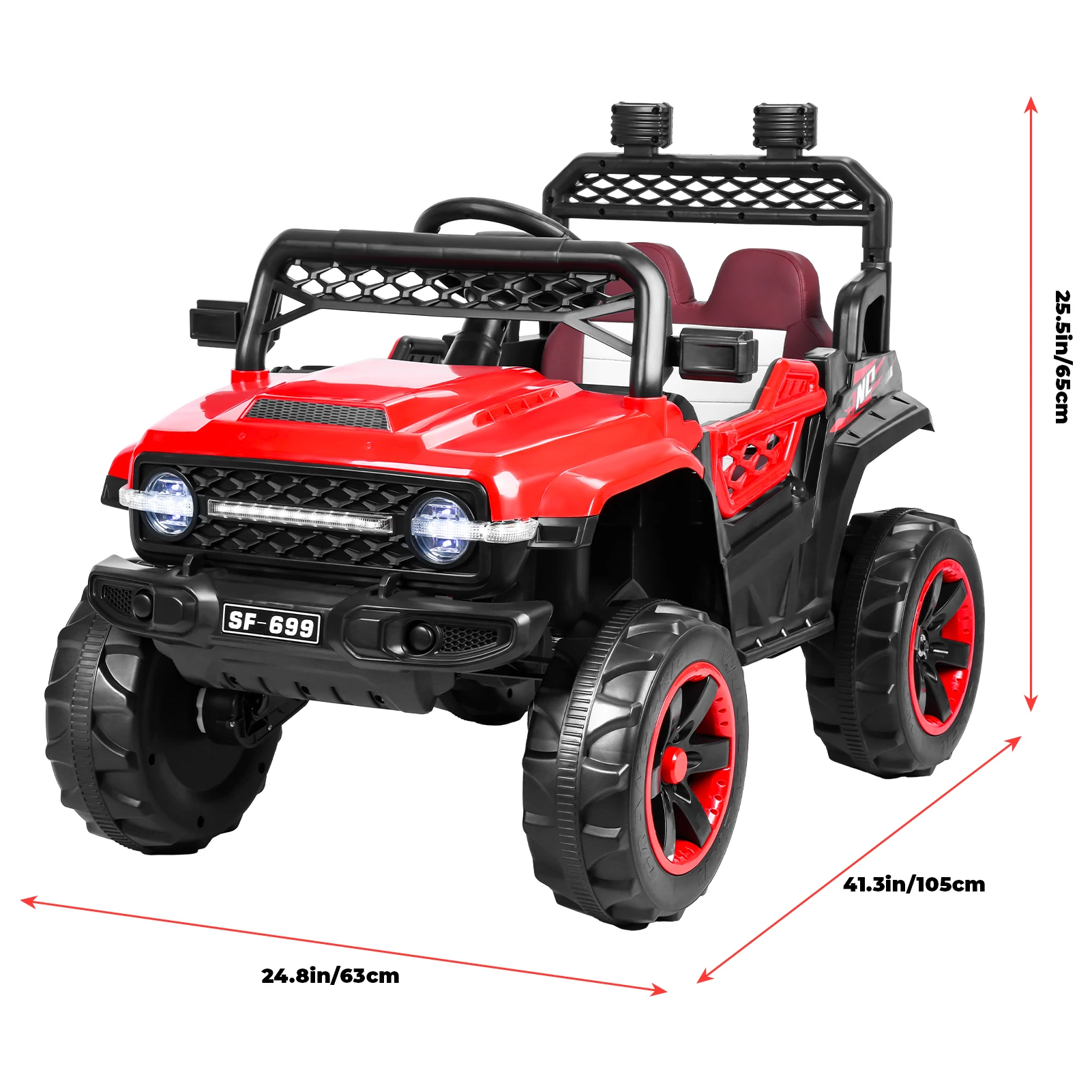 Vehículo ATV de 12V para niños, coche de juguete 4WD de 2 asientos, lado a lado, coche de juego ATV, coche eléctrico todoterreno, velocidad máxima de 3,5 MPH