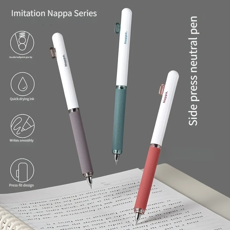 

3-Pack of Vintage Side-Click Gel Pens in Random Colors, 0.5mm Black Ink with Comfortable Grip, Smooth Writing and Quick-Drying Pen for Exam Use, High-Quality Click-Action Signature Pen with an Aesthetically Pleasing Vintage Artistic Style, Suitable for St