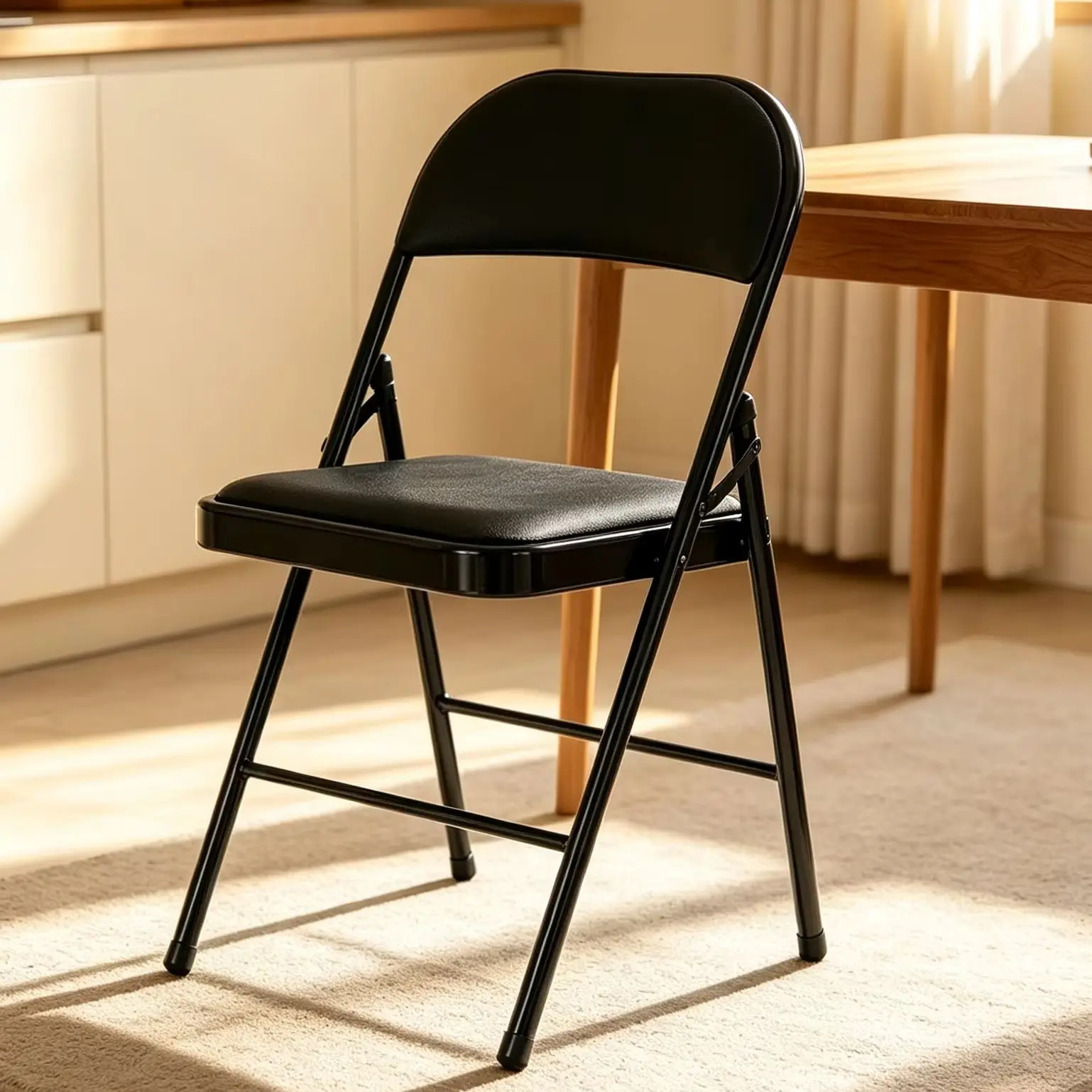 Sedie Pieghevoli Imbottite, Struttura in Acciaio Quadrato Resistente, Sedia Pieghevole con Sedile e Schienale Imbottiti in Pelle PU, Schienale Ergonom
