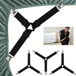 4 Black Triangular Bed Sheet Holders, Anti Slip Practical Household Items, Suitable for Various Mattresses
