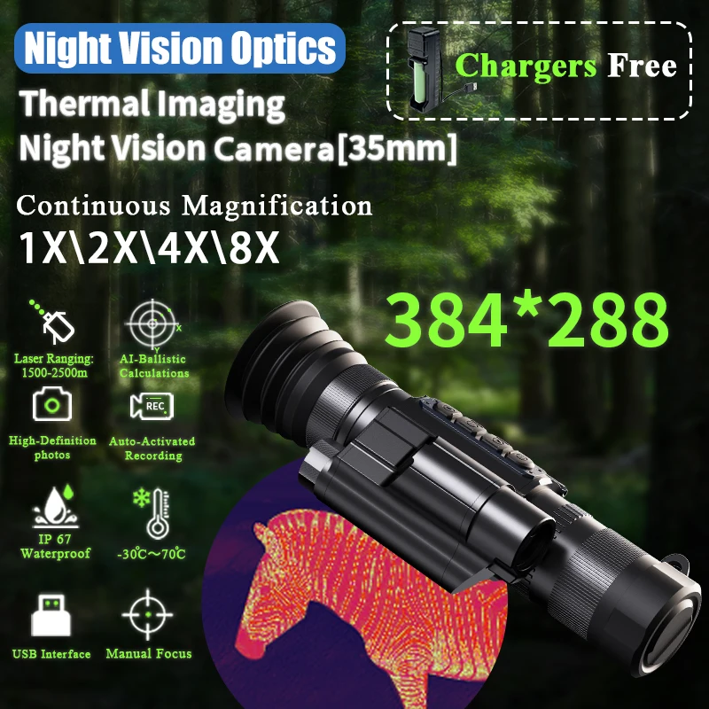 Support External video 1000m Thermal Imaging Sightmark Wraith 4K Mini Day/Night Vision cope with Long Mount Vanadium Oxide