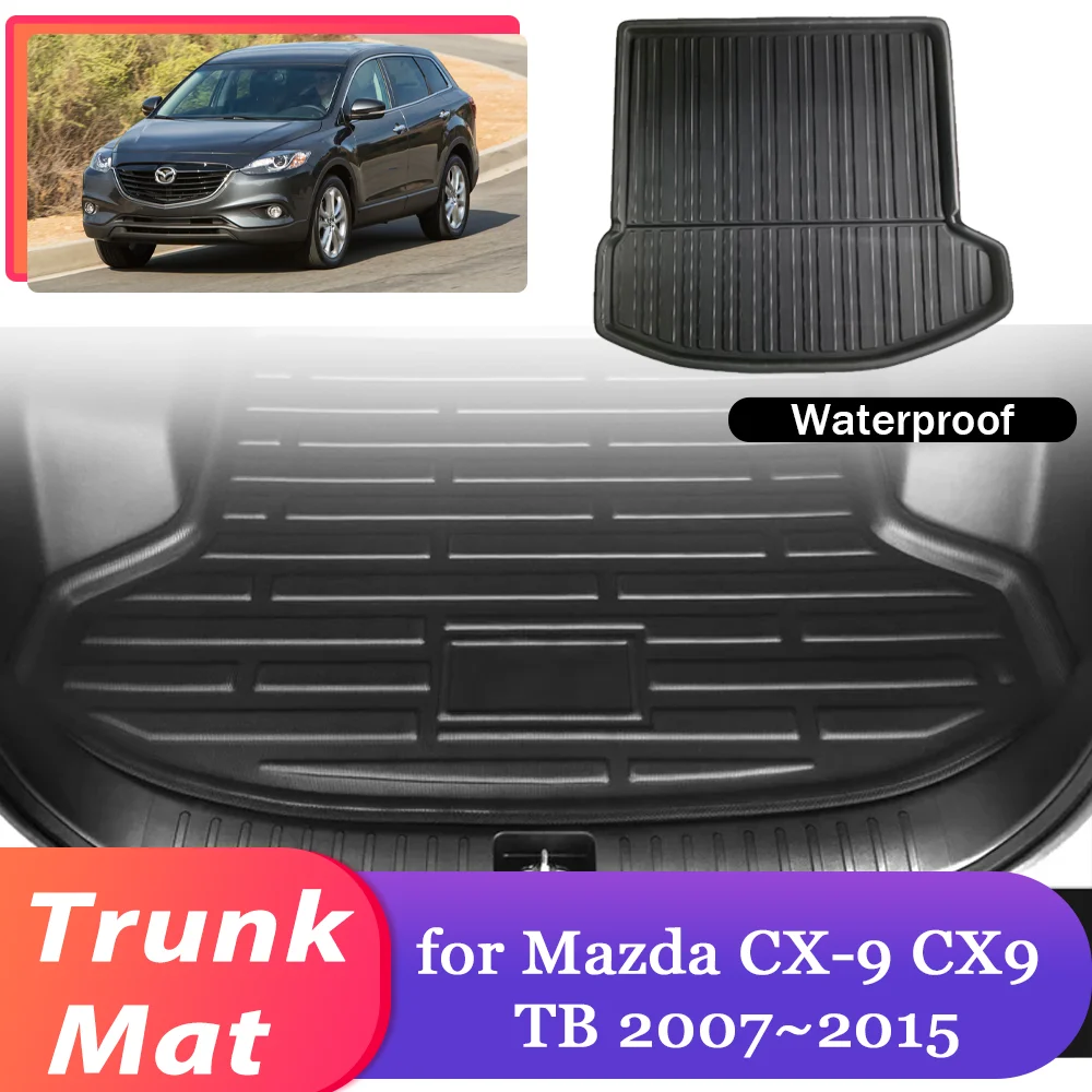 Car Trunk Mat for Mazda CX-9 CX9 TB 2007~2015 2008 Luggage Waterproof Storage Rug Cargo Boot Pad Liner Cover Carpet Accessories