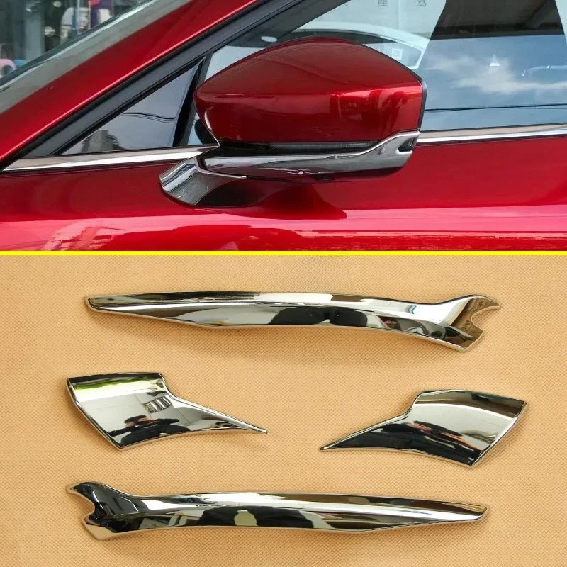 For Mazda CX-30 CX30 2020-2025 4Pcs Chrome Car Side Rear View Mirror Trim Strips Molding 2021 2022 2023 2024 Exterior Decoration