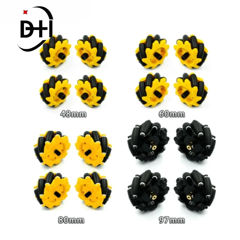 48mm 60mm 80mm 97mm High Hardness Plastic Mecanum Wheel Omni-Directional for TT Motor Smart Robot Car with 6mm hubs