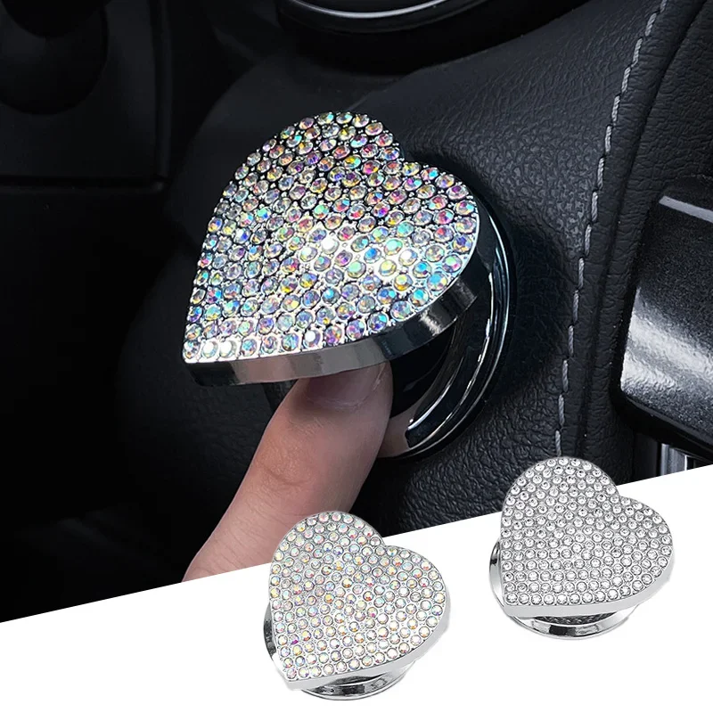 Crystal Engine Ignition Onekey Start Stop Push Button Switch Protective Cover Bling Girls Auto Accessories Car Interior Decor — zdjęcie 2