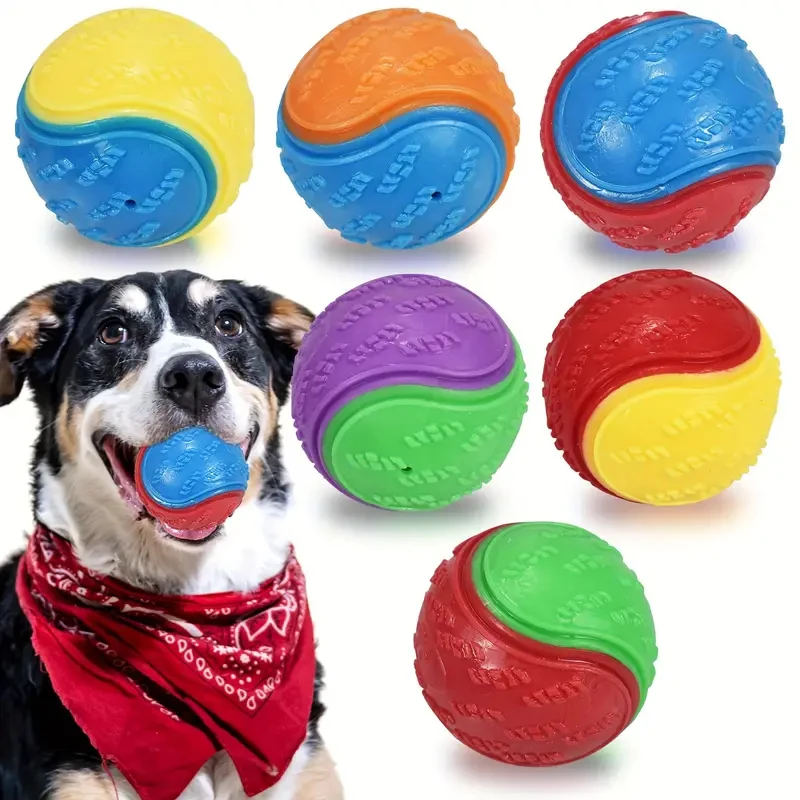 6Pcs Random Squeaky Balls Toys Dogs Interactive Toys TPR Dog Chew Toy for Dog Pet Teeth Cleaning Bite Resistance Pet Supplies