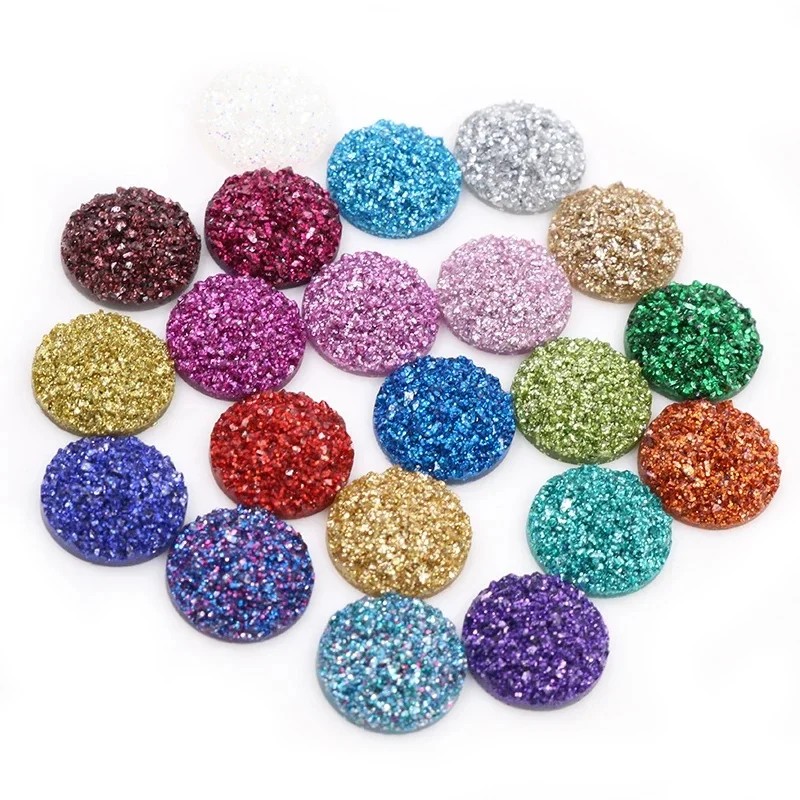 40 sztuk/partia 8mm 10mm 12mm Mix kolory Druzy kamień naturalny wypukła Flatback żywica Cabochons DIY tworzenia biżuterii akcesoria dostaw — zdjęcie 2