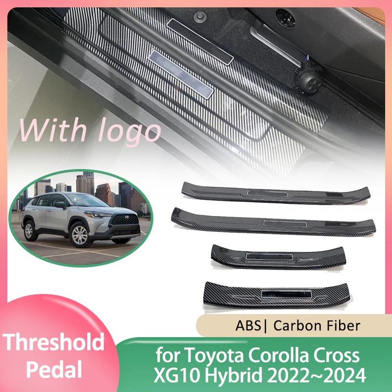 Car Door Sill Scuff Plate for Toyota Corolla Cross XG10 Hybrid 2022~2024 Guards Welcome Pedal Threshold Cover Sticker Accessorie