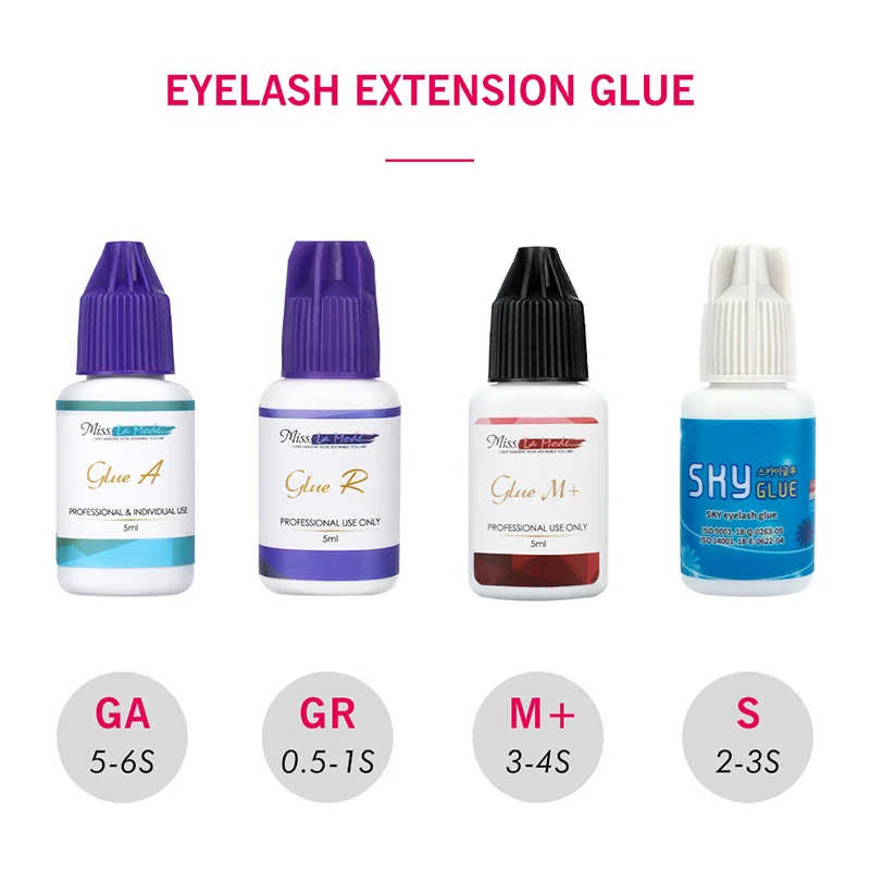 

Misslamode 2pcs Eyelash Extension Glue 10ml Adhesive Fast Drying Long Lasting Professional False Eyelashes Glue