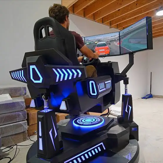 High Quality 360 Degree Car Train Driving Simulator Racing Motion Game Arcade Machine 3 Screen 6 Dof Racing Car Custom
