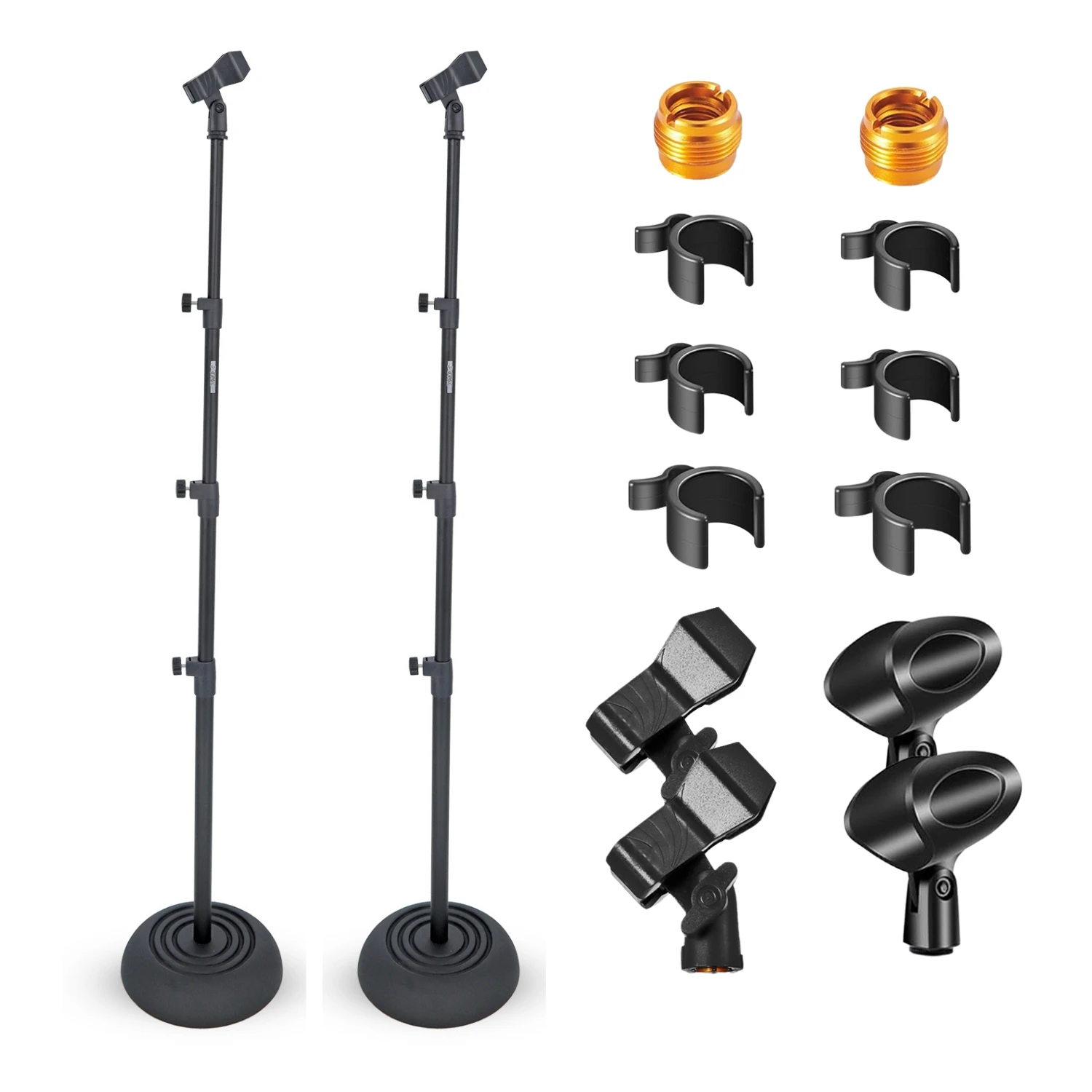 

5Core Mic Stand Pair Floor Adjustable Universal Heavy Duty Microphone Stands Round Base Soporte De micrófono MS RBP 3T 2PCS