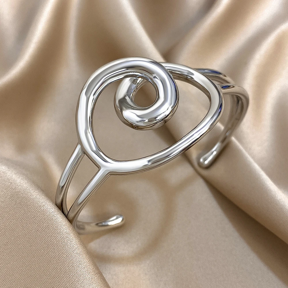 

Minimalist Spiral Stainless Steel Open Bangle Bracelet For Women Geometric Waterproof Metal Cuff Bracelet Lady Jewelry Gifts