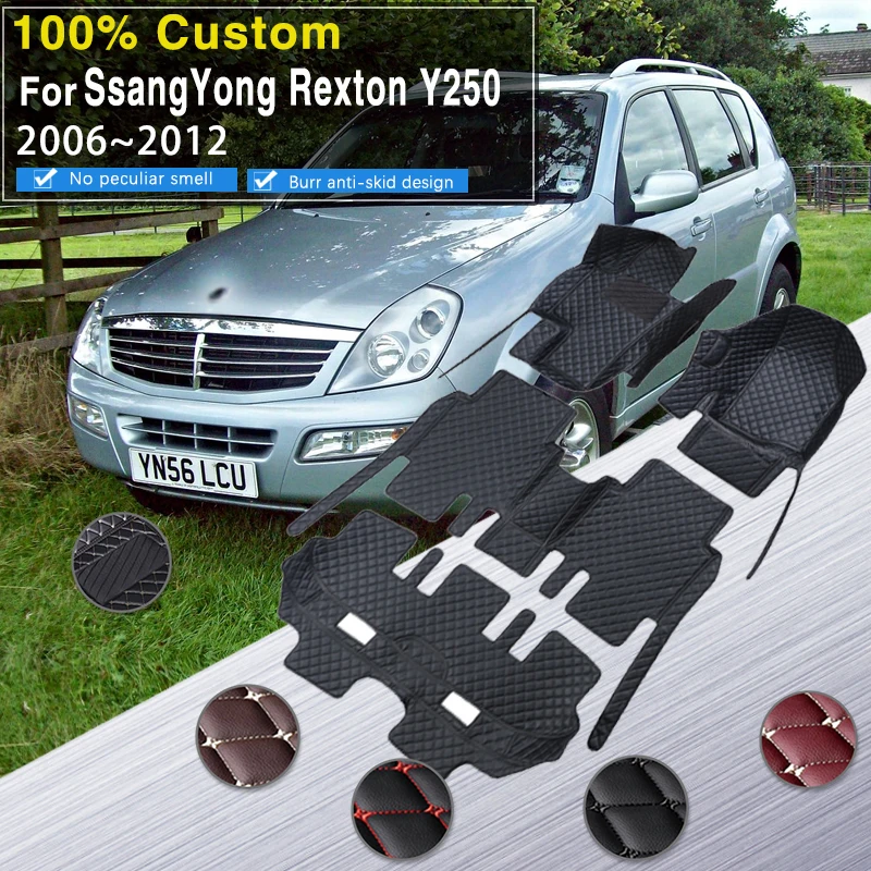 Tappetini per auto per SsangYong Rexton II Y250 2006 ~ 2012 Tappetino protettivo impermeabile Tappetini per auto Tappetini Tapis De Sol Accessori