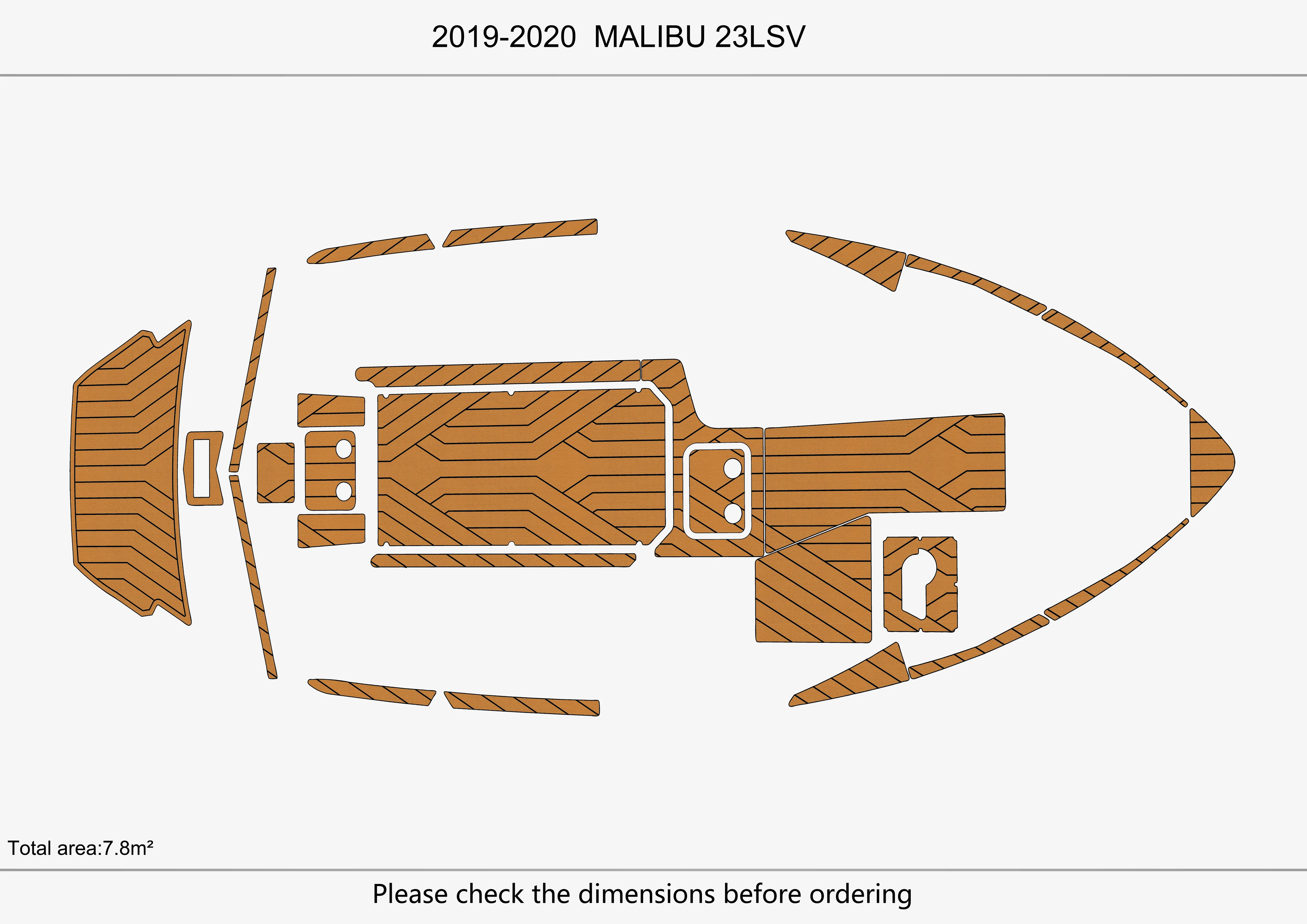 Eva foam Fuax teak seadek marine floor For 2019-2020 MALIBU 23 LSV Cockpit Swim platform bow 1/4