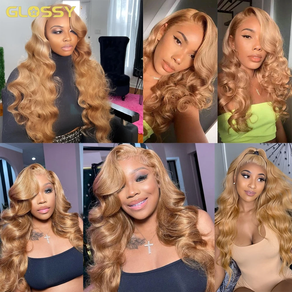 Mel Loiro Corpo Onda Peruca, Transparente Lace Frontal Peruca, Glueless Cabelo Humano Brasileiro, Loira Lace Front Perucas, à venda, 13x6 HD, 30"