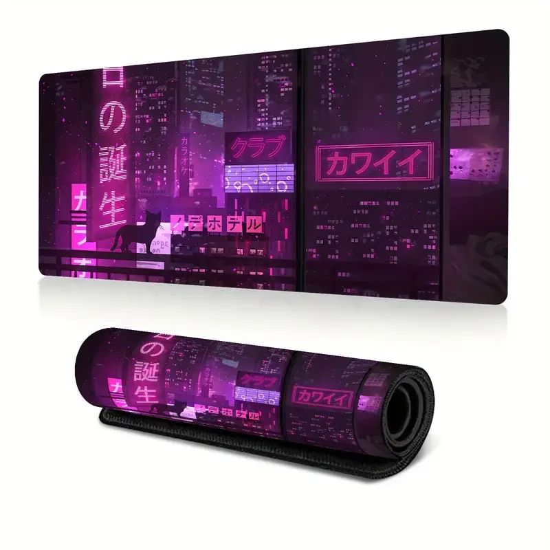 

Japanese Night View Large Gaming Mouse Pad with Stitched Edges, Durable Non-Slip Natural Rubber Base, Waterproof Laptop Pad Mat