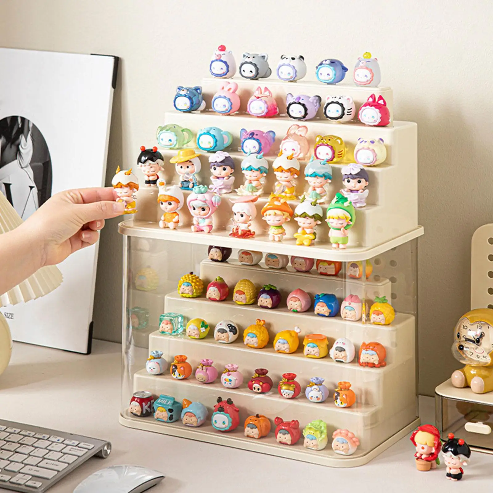 

Blind Box Acrylic Display Box Toy Figurine Storage Cute Granule Display Rack Bubble Mart Blind Box Transparent Display Box