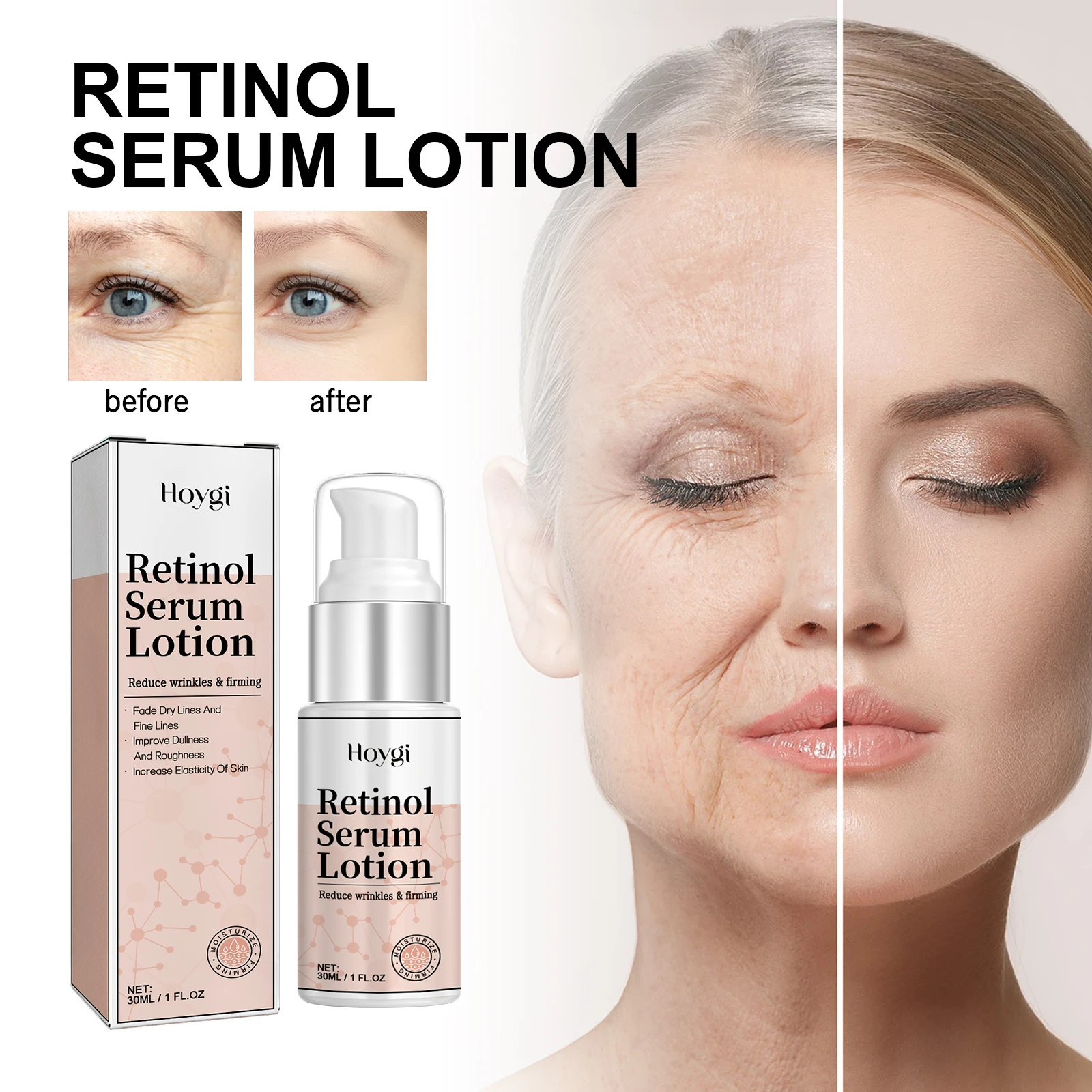

Hoygi 30ml Retinol Serum Lotion Anti Aging Smooth Fine Lines Moisturizing Face Firming Lifting Nourish Skin Care Serum Lotion