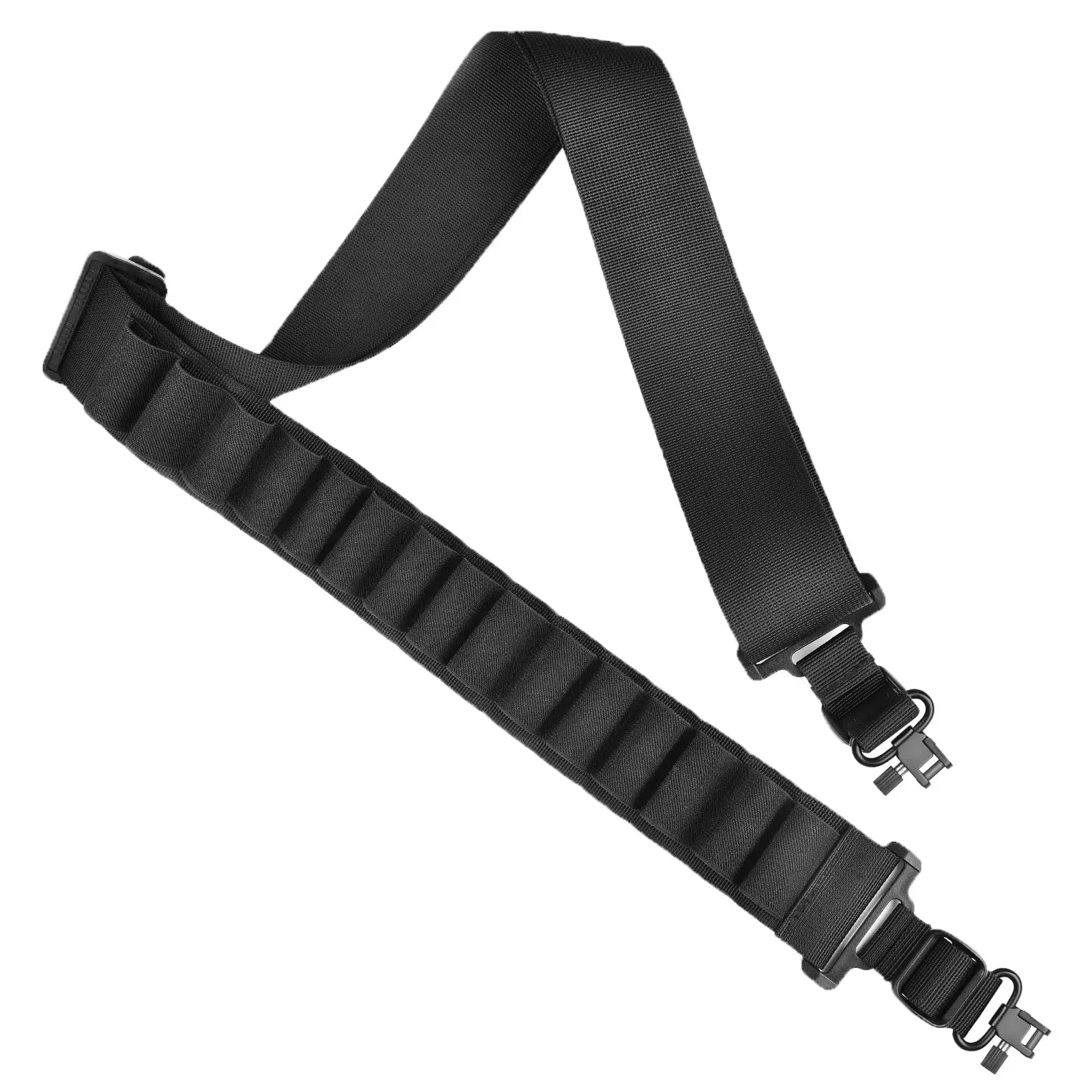 

CVLIFE Shotgun Sling with Shell Holder, Gun Sling Holds15 Shells for 12 Gauge, Adjustable Two Point Sling with Sling Swivels for