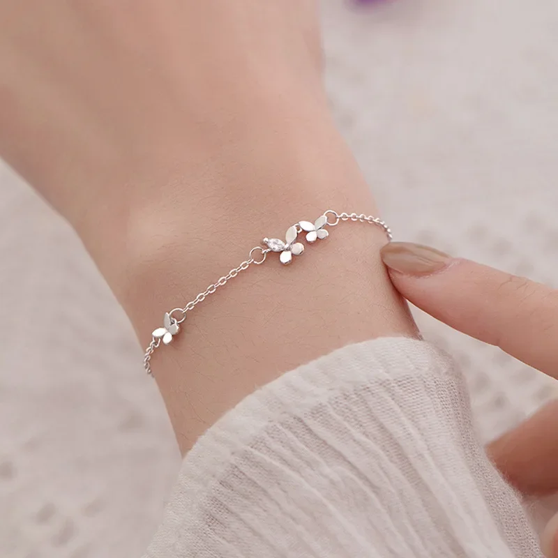 VENTFILLE 925 zilveren diamanten bezaaide vlinderarmband damesmode temperament bloem verstelbare armband - afbeelding 2