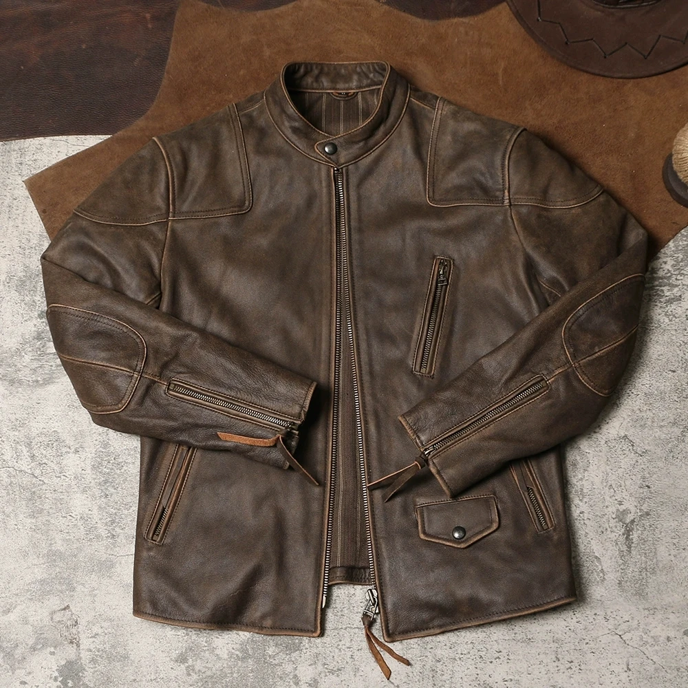 

DSC688 Cidu Super Top Quality Heavy Genuine US Cow Leather Slim Classic Cowhide Stylish Rider Jacket