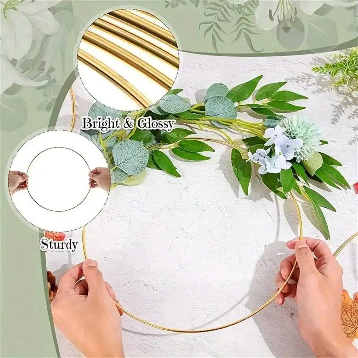 1 Stück/5 Stück/10 Stück 2 Größen Kranz Gold Creolen für DIY Blumen Hochzeitsdekorationen, Traumfänger und Wandbehang Kunsthandwerk – Detail 5