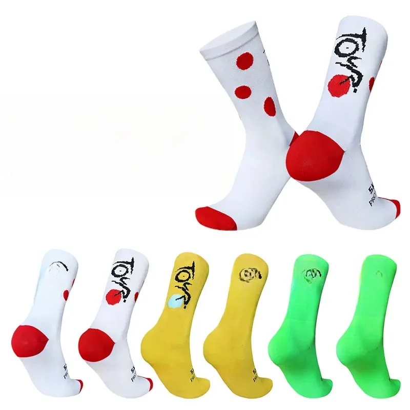 AliExpress NONE 4 pairs of circular French letter cycling socks for men women breathable and sweat absorbing compression sports cycling socks