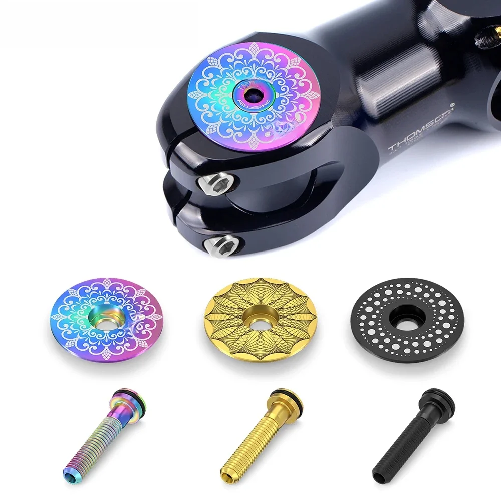 AliExpress RISK Bicycle Stem Top Cap Headset Cover Titanium Alloy Bolt Road MTB Bike 28.6mm 1 1/8" Front Fork Head Tube Superlight Ti Screw