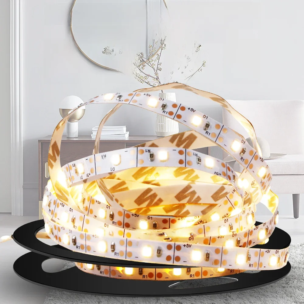 Warm White LED Strip Light, TV Backlight Lamp, Quarto Roupeiro, Gabinete, Iluminação Flexível, Diodo