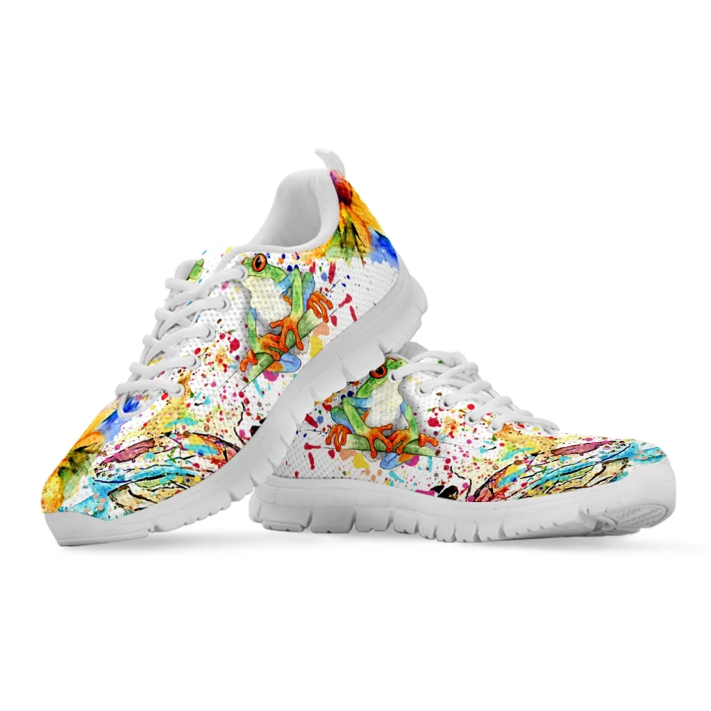 INSTANTARTS 2023 New Casual Sneakers Brand Design Sunflower Frog Printed Sport Shoes for Women Lightweight Flats Zapatos Mujer