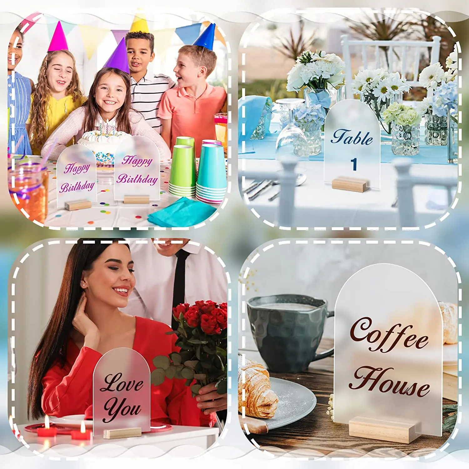 Arched Acrylic Table Sign for Frosted Wedding Place Card for Blank Seat Card Party Decoration DIY Table Number Guest Name Tag