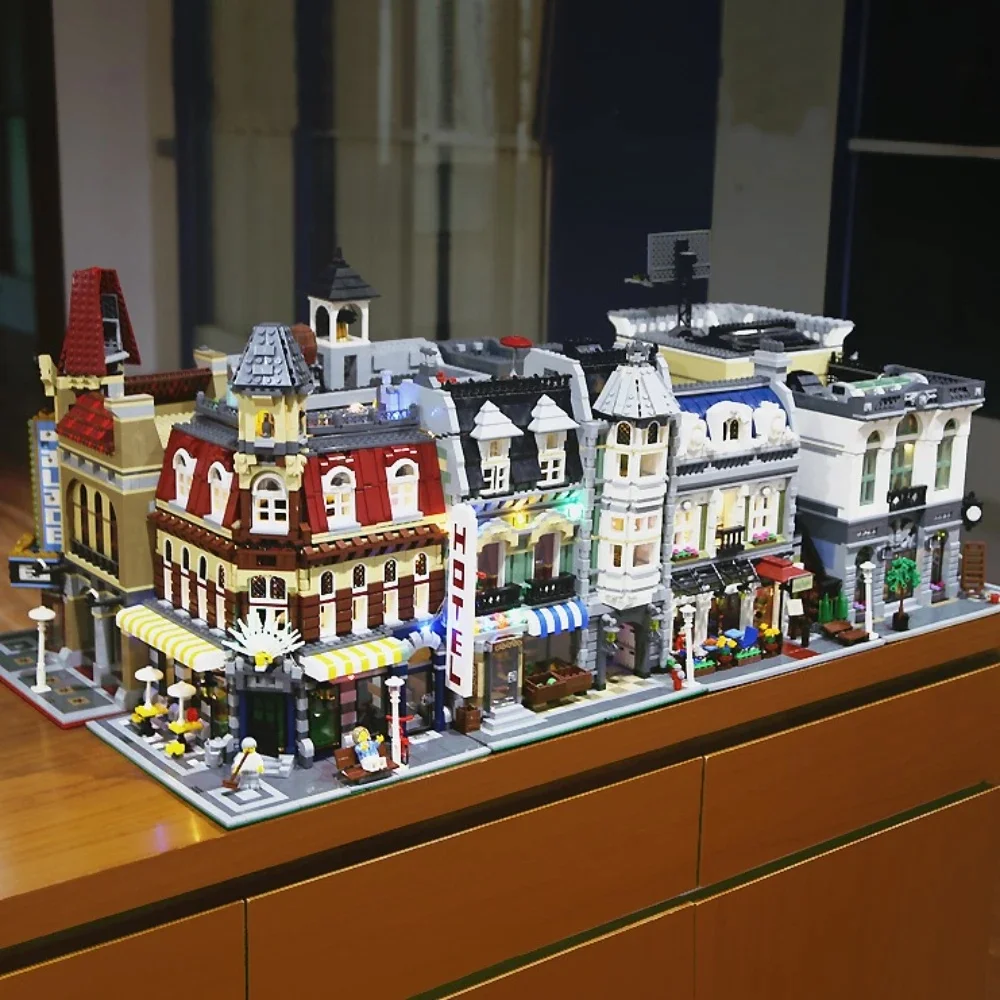 Creative Expert Bricks Bank Cafe Corner MOC Street View City Model House Pet Shop Town Hall Downtown Diner Bouwstenen Speelgoed - afbeelding 2